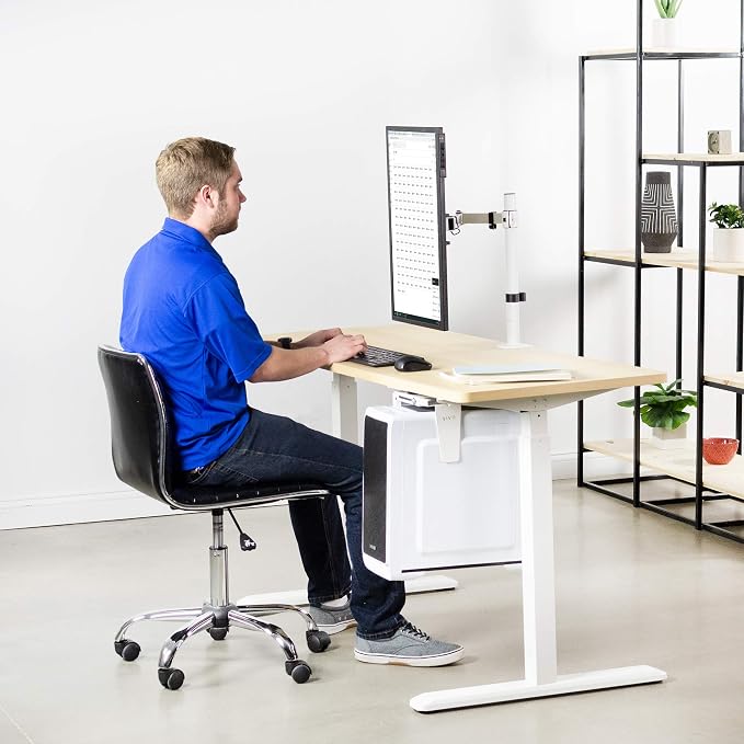 VIVO Single Monitor Arm Desk Mount, Holds Screens up to 32 inch Regular and 38 inch Ultrawide, Fully Adjustable Stand with C-Clamp and Grommet Base, VESA 75x75mm or 100x100mm, White, STAND-V001W - Image 8