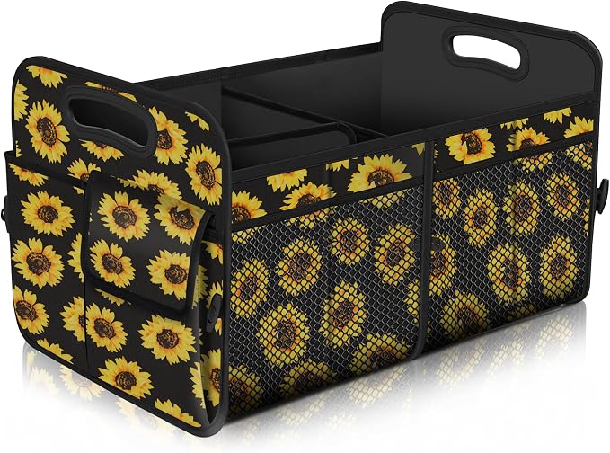 Femuar Car Trunk Organizer with 72L Large Capacity Waterproof Collapsible and 11 Pockets, Trunk Organizer for Car SUV/Jeep/Sedan, Large Size, Sunflower by GuangzhouTailinTechnologyCo