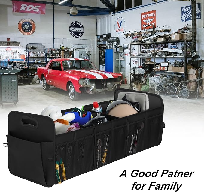 Femuar Large Capacity Trunk Organizer, Waterproof Car Accessory, Non-Slip, Foldable, Suitable for All Vehicles, Black - Image 7