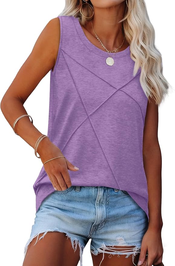 WIHOLL Women's Sleeveless Summer Crewneck Loose Fit Tank Tops - Image 2
