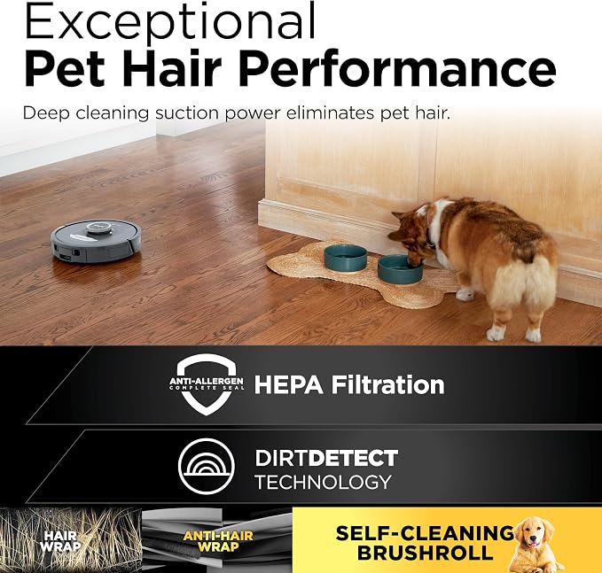 Shark PowerDetect Self-Empty Robot Vacuum with NeverStuck Technology, Auto Deep-Clean Carpets & Hardfloors, XL 60 Day Capacity HEPA Bagless Base Neutralizes Odors, for Pet Hair, Black (AV2820AE) - Image 12