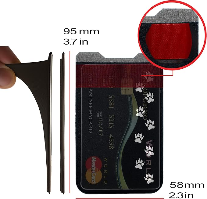 Phone Wallet - Adhesive Card Holder - Cell Phone Pouch - Stick on Lycra Pocket by Gecko - Carry Credit Cards and Cash - Image 4