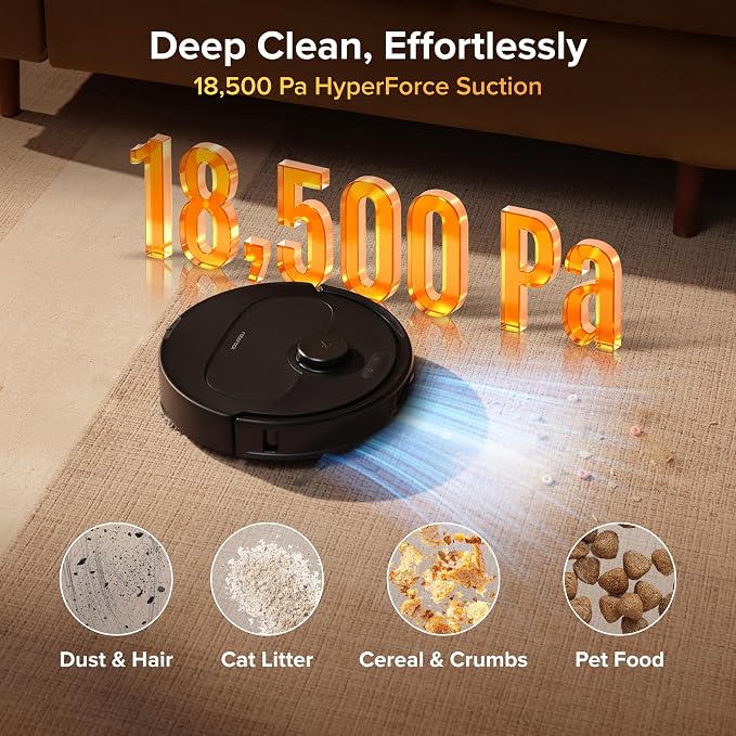 roborock 2026 New Qrevo S Pro Robot Vacuum and Mop, 18,500Pa Suction | Multifunctional Dock with 167℉ Mop Self-Cleaning, Smart Obstacle Avoidance, Anti-Tangle Brush, Liftable Spinning Mop, Black - Image 3
