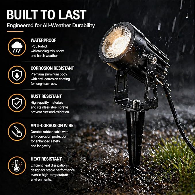 RGBCW Smart Outdoor Landscape Lighting, 6 Pack Outdoor Spot Lights with Transformer, WiFi+Bluetooth App Control Garden Path Lights, Low Voltage IP65 Waterproof for Yard Walkway Plants Trees - Image 4