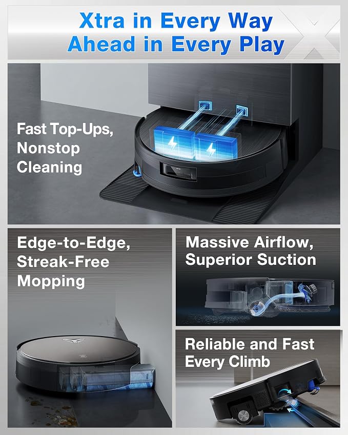 ECOVACS DEEBOT X11 PRO Omni Robot Vacuum and Mop, 19,500Pa Blast Suction, Instant Self-Cleaning Roller Mop, Zero-Tangle, Auto-Lift Mop for Carpet & Spill Protection, GaN Fast Charging for Large Homes - Image 2