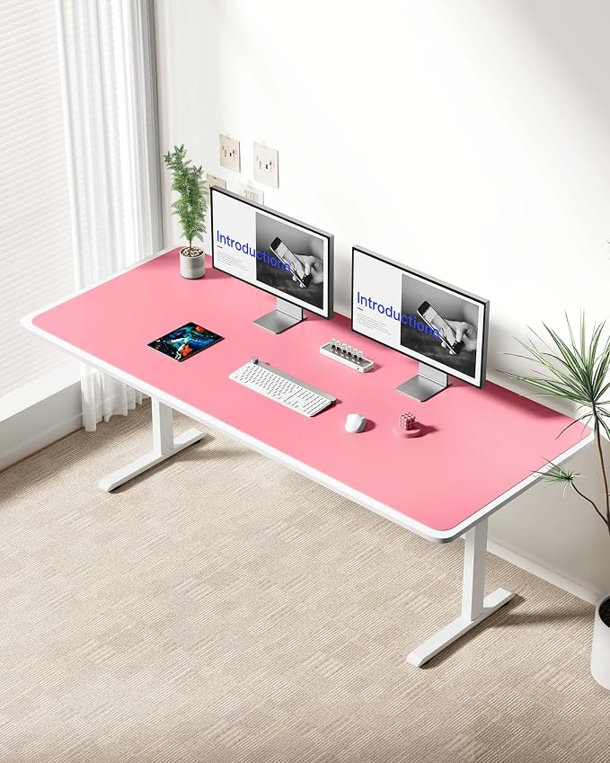 YSAGi Leather Desk Protector, Office Mat, Large Mouse Mat, Non-Slip PU Leather Blotter, Laptop Desk Mat, Waterproof Writing Pad for Office and Home(Pink, 63" x 24") - Image 2
