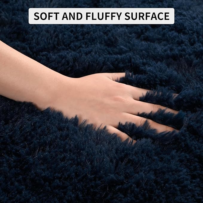 Tepook Soft Fluffy Rugs for Bedroom, 4x6 Area Rug for Living Room, Modern Shaggy Room Rug for Kids Boys Girls, Plush Throw Rugs Indoor Nursery Home Decor Rug with Non-Slip Bottom, Navy Blue - Image 7