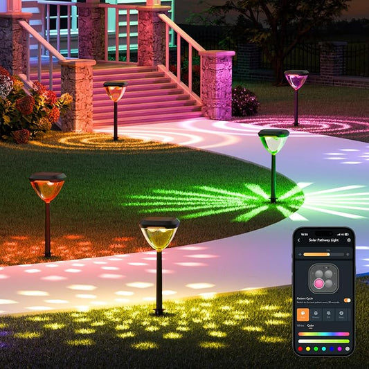 Linkind Smart Solar Pathway Lights SP6, in-App Pattern Switching Solar Lights Outdoor, USB&Solar Charging, Cool/Warm White/Color-Changing Landscape Lighting, Easter Decor for Yard, Patio, 1 Pack by Linkind