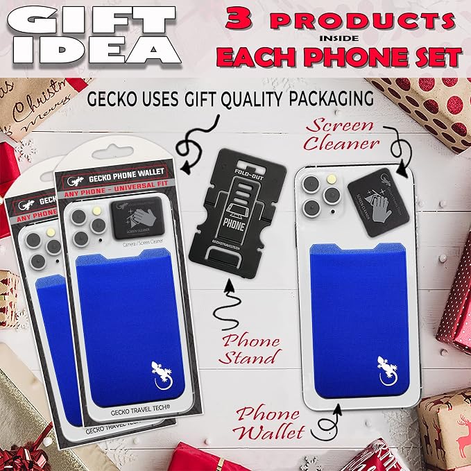 Phone Wallet - Adhesive Card Holder - Cell Phone Pouch - Stick on Lycra Pocket by Gecko - Carry Credit Cards and Cash - Image 3