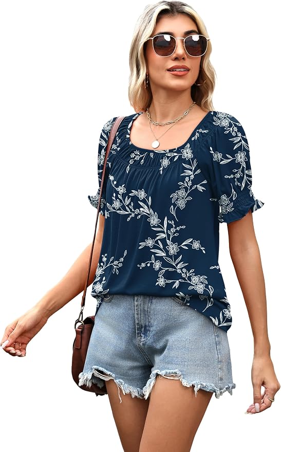 WIHOLL Womens Short Sleeve Square Neck Summer Tops Dressy Casual Blouses Trendy Clothes 2026 - Image 4