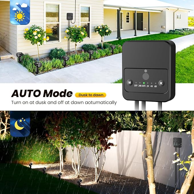 Landscape Lighting Kit 2700-6500K Dimmable Outdoor Spotlights 12 Pack | 3 brightness levels,2 dynamic mode,IP66 waterproof, remote timer & memory,plug and play. Ideal for yards, gardens & pathways - Image 2