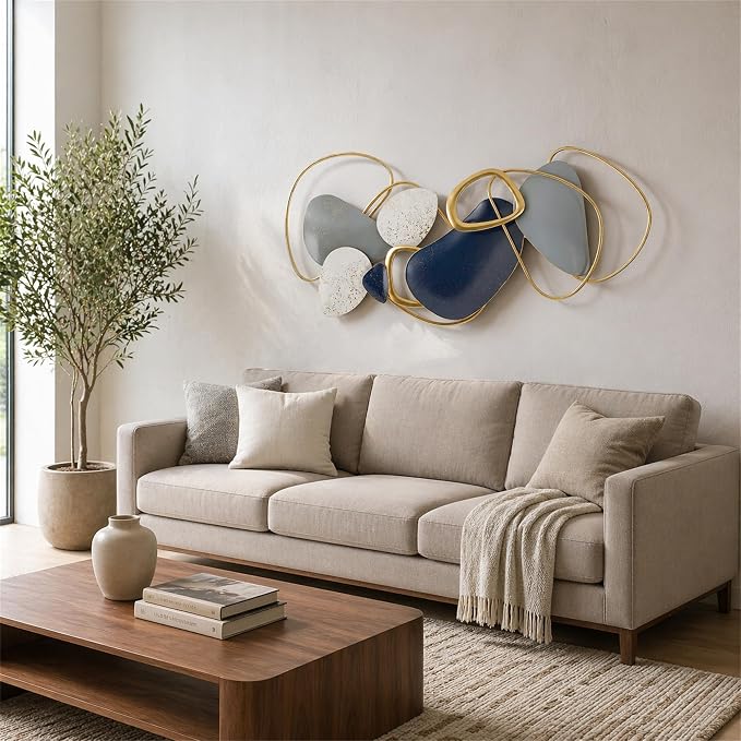 Axioglo 40" Large Wall Decor,3D Abstract Metal Wall Art for Living Room | 40" x 20" metal wall decor with layered metal texture, mounting hardware, two-way display - Image 3