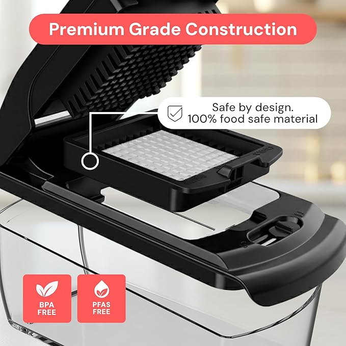 Fullstar Pro Original Vegetable Chopper & Spiralizer, Kitchen Prep Tool | 4 in 1 Veggie Slicer, Onion & Fruit Cutter with Sharp Stainless Steel Blades & Container, All-in-One Food Prep Tool (Black) - Image 5
