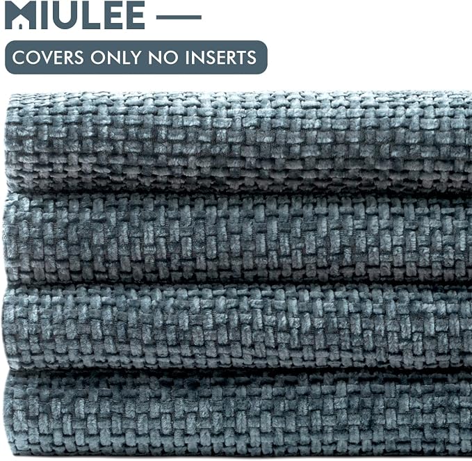 MIULEE Pack of 4 Couch Throw Pillow Covers 18x18 Inch Navy Blue Soft Decorative Chenille Pillow Covers Farmhouse Accent Cushion Covers for Boho Home Decor Sofa Bedroom Living Room - Image 6