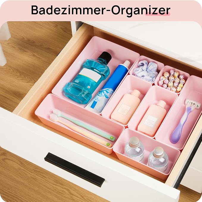 Vtopmart 25 PCS Plastic Drawer Organizers Set, 4-Size Versatile Bathroom and Vanity Drawer Organizer Trays, Storage Bins for Makeup, Bedroom, Kitchen Gadgets Utensils and Office | 4-Size Versatile Makeup Organizer, Storage Containers Small Bins for Mak... - Image 5