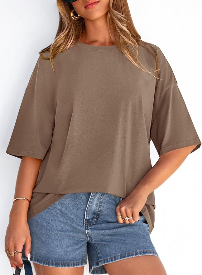 PRETTYGARDEN Womens 2026 Spring Going Out Tops Casual Short Sleeve Crewneck Loose Fit Basic Oversized T Shirts Summer Outfits - Image 2