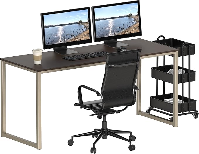 SHW Mission 55-Inch Home Office Computer Desk, Espresso - Image 6