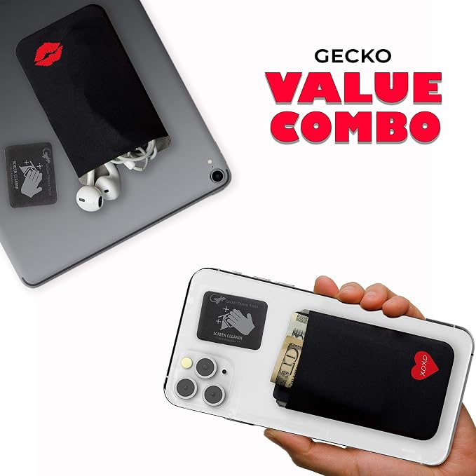Phone Wallet - Adhesive Card Holder - Cell Phone Pouch - Stick on Lycra Pocket by Gecko - Carry Credit Cards and Cash - Image 2