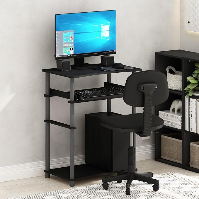 Furinno Home Desk, 23.6" Wide Gaming Desk with Keyboard Tray, Computer Desk, Office Writing Desk for Home Office, Bedroom, Black by Furinno-FitsYourSpaceFitsYourBudget