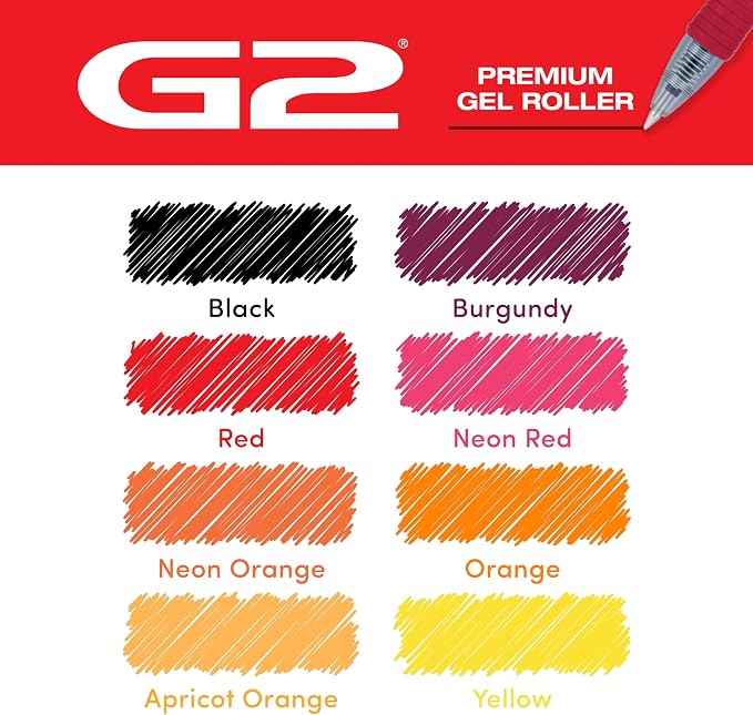 Pilot G2 Premium Gel Roller Pens, G2 Boost Red Pens Pack, The Colors of Energy, 8 Pack Pouch, Fine Point 0.7 mm, Assorted - Image 5