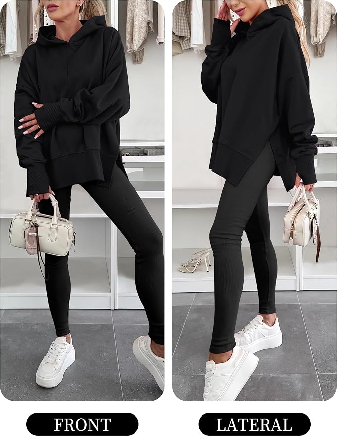 ANRABESS Womens Oversized Hoodies Long Sleeve Fleece Side Slit Hooded Sweatshirts Pullover 2026 Fall Outfits Y2K Clothes - Image 6