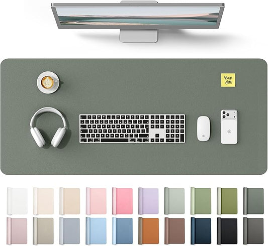 YSAGi Leather Desk Protector, Office Mat, Large Mouse Mat, Non-Slip PU Leather Blotter, Laptop Desk Mat, Waterproof Writing Pad for Office and Home(Dark Green, 42" x 17.2") by YSAGi
