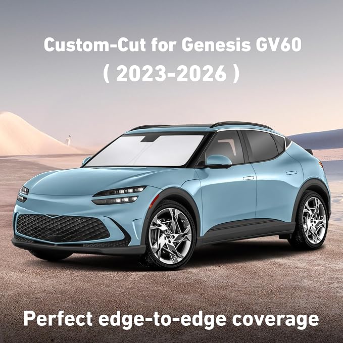 EcoNour Windshield Sunshade Compatible for Genesis GV60 2023-2024 2025 2026, Sun Visor for Front Windshield & Window Sun Shade Cover, UV Heat Blocker & Protector, Car Accessories - Image 2