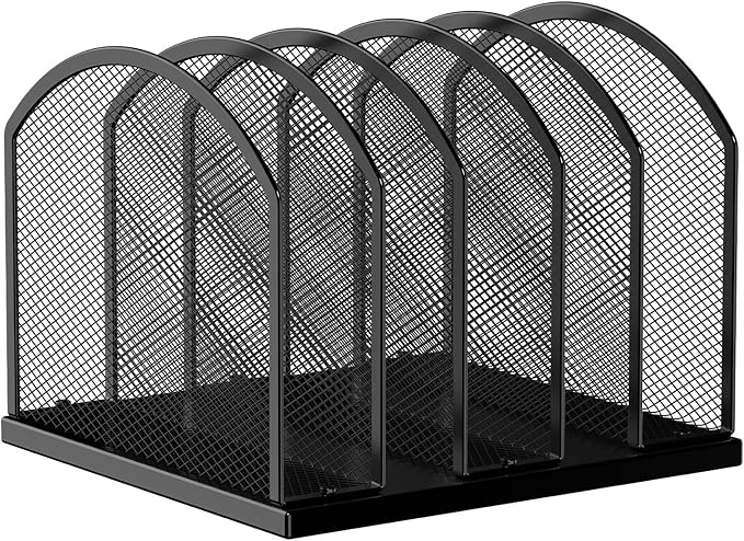 Gawerk 5-Section Vertical Desktop Organizer, 5-Section Mesh File Folder Stand Sorter for Office Home Classroom Organization by Gawerk