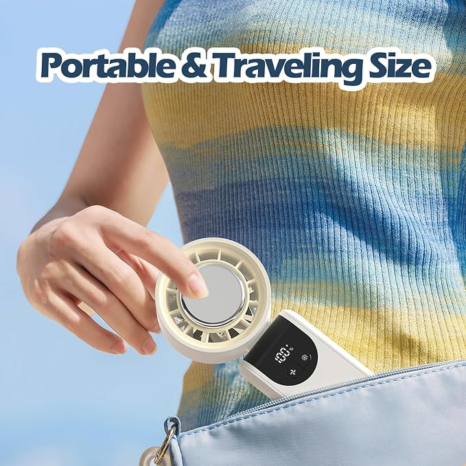 Portable Handheld Turbo Foldable Mini Personal Fan, Rechargeable 3-IN-1 Hand/Desk/Neck Fan Cooling Ice Fan,Travel Essentials Gifts for Women,Men, 12Hrs, 5000mAh, 100 Speeds - Image 6