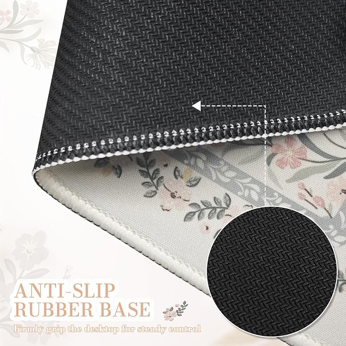 iCasso Aesthetic Small Mouse Pad, 9.5x7.9in,Home Office,Gray Floral | Mini Portable Travel Mousepad, Anti-Slip and Comfortable Cloth Mouse Mat with Stitched Edges for Computer, Home - Image 5