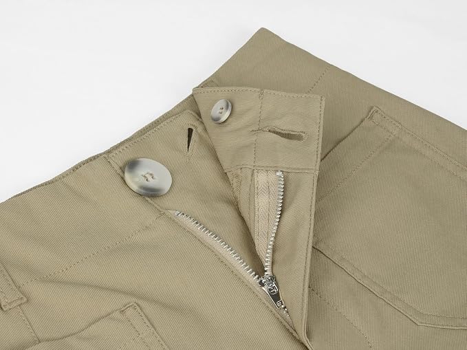 miduo Womens High Waisted Cropped Wide Leg Stretchy Straight Pants Trousers with Pockets - Image 6