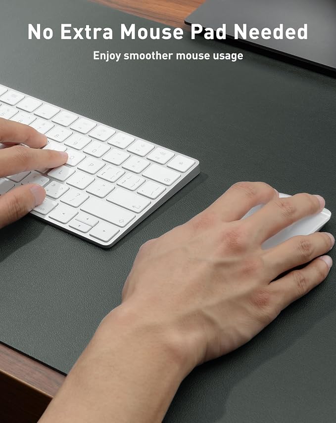 Aothia Faux Leather Desk Mat - Large Mouse Pad, Non-Slip PU Leather Blotter, Waterproof Writing Surface for Office and Home (Jungle Green, 40" x 24") - Image 4