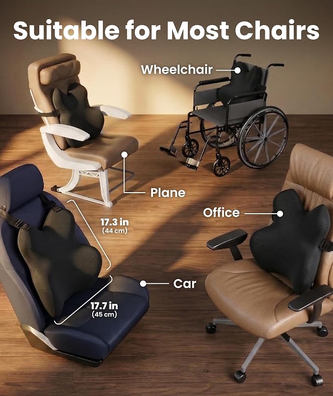 Everlasting Comfort Lumbar Support Pillow for Office Chair - Memory Foam Back Cushion for Car Seat - Promotes Better Posture, Back Pain Relief - Ideal Gaming and Desk Chairs Work and Home Essentials - Image 5