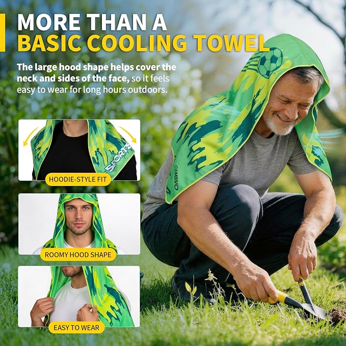 CAMBIVO Cooling Hoodie Towel for Men and Women, Lightweight Breathable Sun Protection Cover for Head, Neck, Ears, Face, Cooling Clothing for Extreme Heat, Sports Outdoors, Travel - Image 2