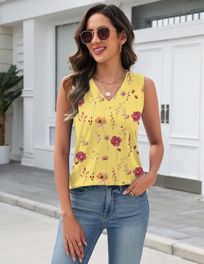 Zeagoo Tank Top for Women V Neck Loose Fit Sleeveless Summer Tops Business Casual Outfits Dressy Blouses Shirts - Image 4