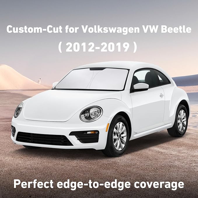 EcoNour Windshield Sunshade Compatible for Volkswagen VW Beetle 2012-2017 2018 2019, Sun Visor for Front Windshield & Window Sun Shade Cover, UV Heat Blocker & Protector, Car Accessories - Image 2