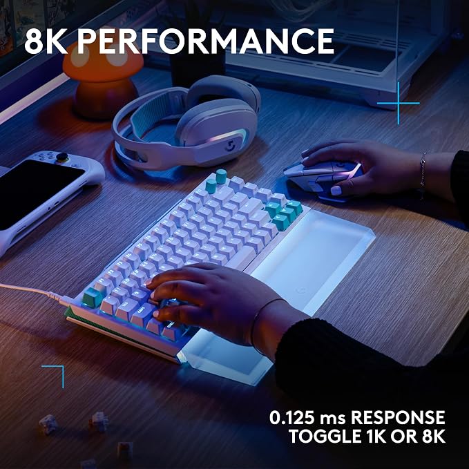 Logitech G512 X 75 TMR + Tactile Switch Mechanical Gaming Keyboard - White | Hot-Swappable 9x TMR Rapid Trigger + Tactile Mechanical Switches, Gasket, PBT Keycaps, <8K, LIGHTSYNC RGB, for PC & Mac - Image 8