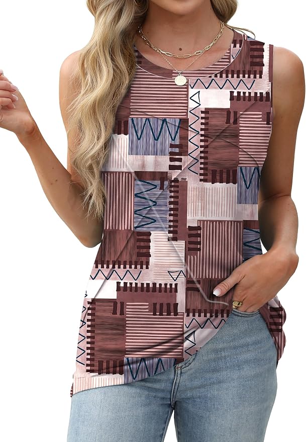 WIHOLL Women's Sleeveless Summer Crewneck Loose Fit Tank Tops - Image 2