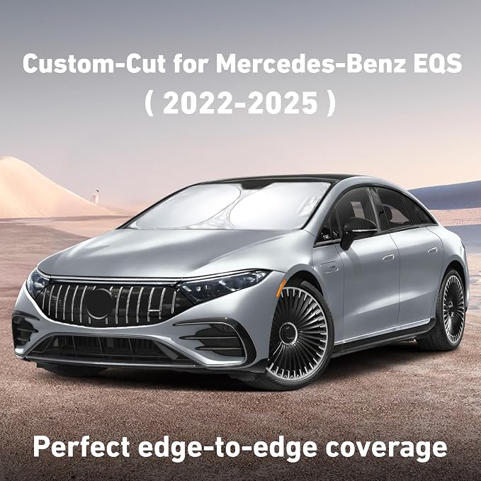EcoNour Windshield Sunshade Compatible for Mercedes Benz EQS 2022-2023 2024 2025, Sun Visor for Front Windshield & Window Sun Shade Cover, UV Heat Blocker & Protector, Car Accessories - Image 2