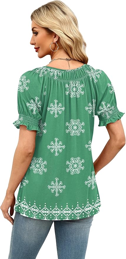 WIHOLL Womens Short Sleeve Square Neck Summer Tops Dressy Casual Blouses Trendy Clothes 2026 - Image 6