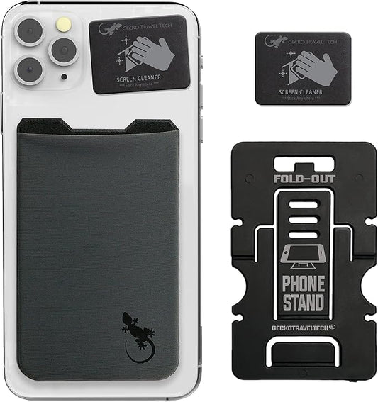 Phone Wallet - Adhesive Card Holder - Cell Phone Pouch - Stick on Lycra Pocket by Gecko - Carry Credit Cards and Cash by GeckoTravelTech