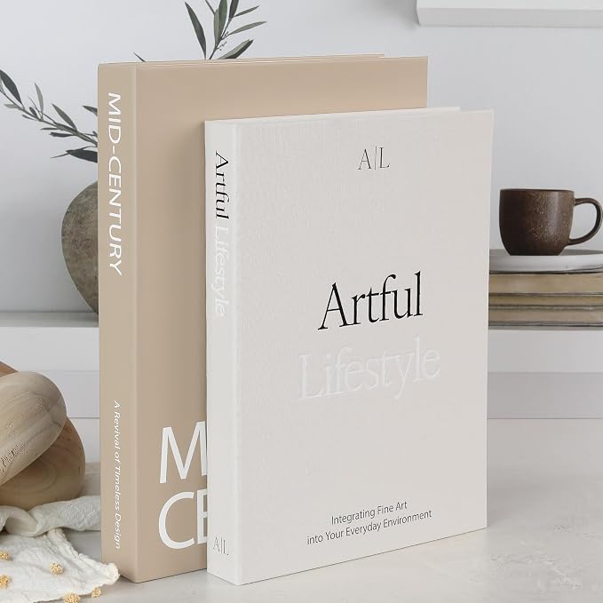 Aesthetic Decorative Books - Set of 2 Stylish Boxes Enhance Your Coffee Table, Bookshelf or Mantel Decor - Beautiful Fake/Faux Books for Modern Home Decoration, Photo Storage and as a Keepsake Box - Image 8