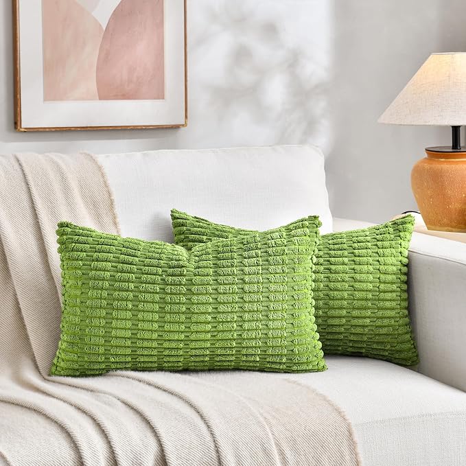Fancy Homi 4 Packs Decorative Throw Pillow Covers for Living Room Couch Bed, Modern Farmhouse Boho Home Décor Accent Cushion Case, 20" x 12", Lime Green - Image 5
