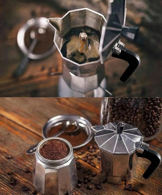 3 Cup Stovetop Espresso Maker Italian Moka Pot, Stove Top Cuban Coffee Maker, Greca Mocha Pot(Basic, 5 oz/150ml) - Image 5