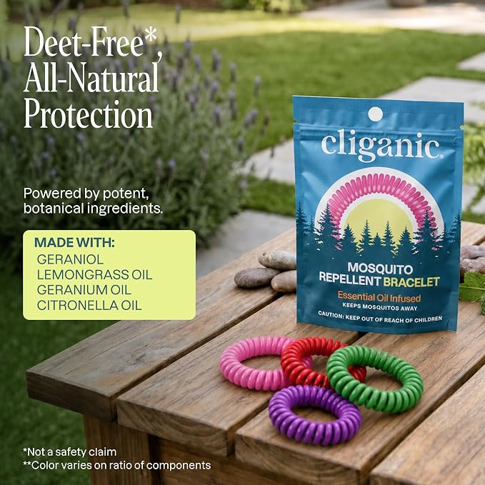 Cliganic 10 Pack Mosquito Repellent Bracelets for Adults & Kids (Rainbow Colors) - Natural DEET-Free Bands, Individually Wrapped - Image 6