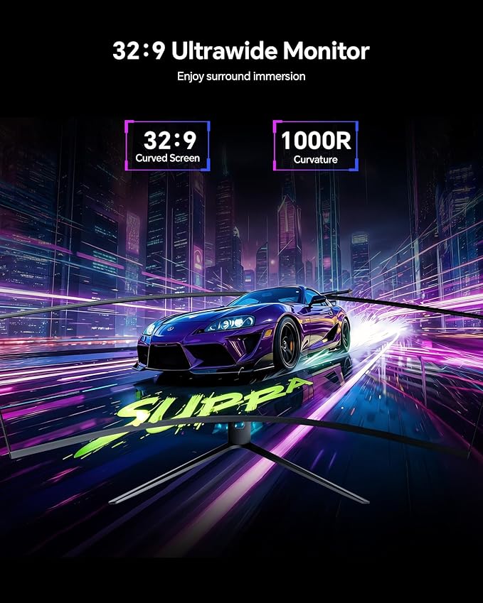 KTC Ultrawide 49 In Curved Gaming Monitor, 5K2K 5120x1440 Computer Monitor DQHD, 180Hz, 32:9, HDR 400, 90W Type-C HDMI DP Port, Bulit-in KVM, Speakers, Adaptive Sync, Tilt Swivel Height Adjust, H49S66 - Image 3