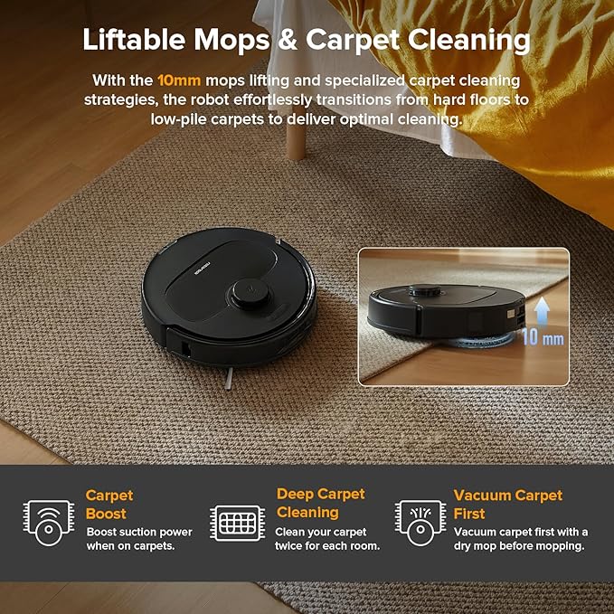roborock Qrevo Series Robot Vacuum and Mop, Upgraded from Qrevo S | 8000Pa Suction, Anti-Tangle Brushes, Smart Obstacle Avoidance, Auto Mop Washing, All-in-One Dock, Spinning Mop, Black(QV 35A) - Image 6