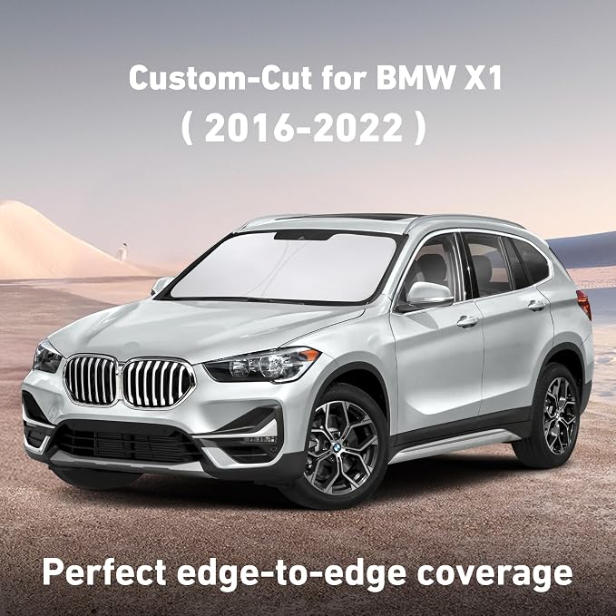 EcoNour Windshield Sunshade Compatible for BMW X1 2016-2020 2021 2022, Sun Visor for Front Windshield & Window Sun Shade Cover, UV Heat Blocker & Protector, Car Accessories - Image 2