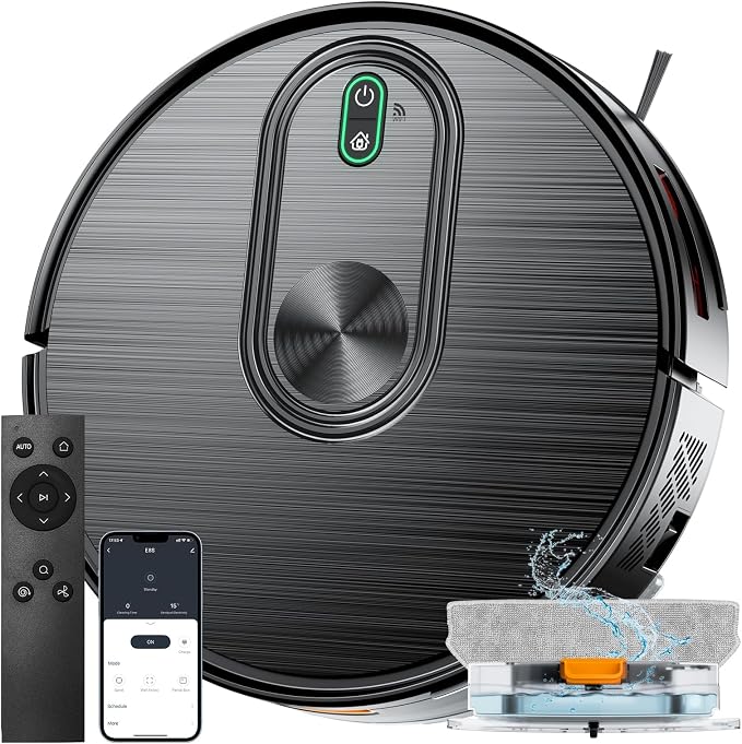 Robot Vacuum and Mop, 6500Pa Suction, 2 in 1 Robotic Vacuum with Gyro Inertial Navigation, 200 Min Runtime, App/Remote/Voice Control, Ideal for Pet Hair, Hard Floor, Carpet by XIEBroRobotVacuumandMop