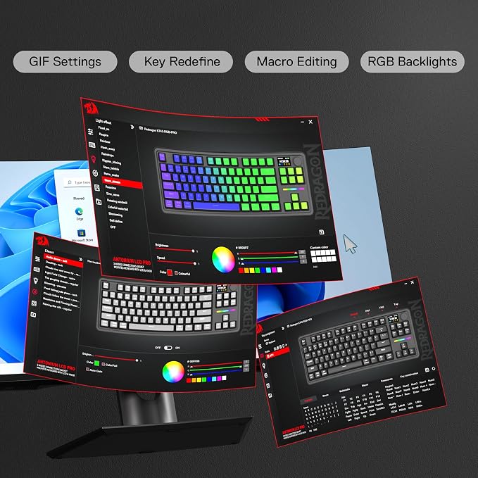 Redragon K743 PRO GB 80% Gasket RGB Gaming Keyboard w/Hype 1.14’’ TFT Screen & Knob, 84 Keys Mechanical Keyboard, 5-Layer Noise Dampening, Hot-Swap South-Facing RGB Socket, Gradient PBT Keycaps - Image 8